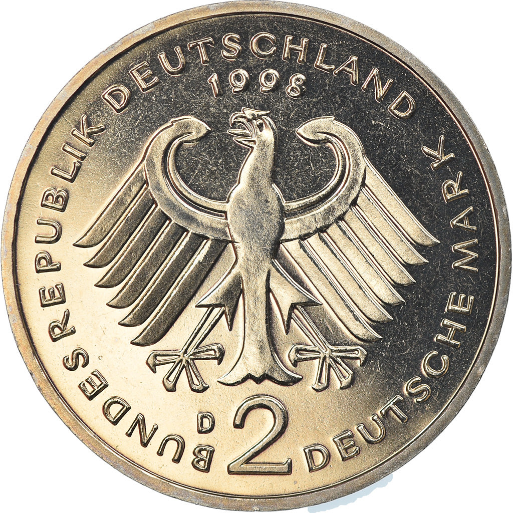 Coin, GERMANY - FEDERAL REPUBLIC, 2 Mark, 1998, Munich, MS(65-70), Copper-Nickel