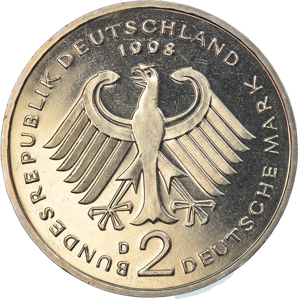 Moneta, GERMANIA - REPUBBLICA FEDERALE, 2 Mark, 1998, Munich, FDC, Nichel
