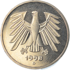 Coin, GERMANY - FEDERAL REPUBLIC, 5 Mark, 1998, Munich, MS(65-70), Copper-Nickel