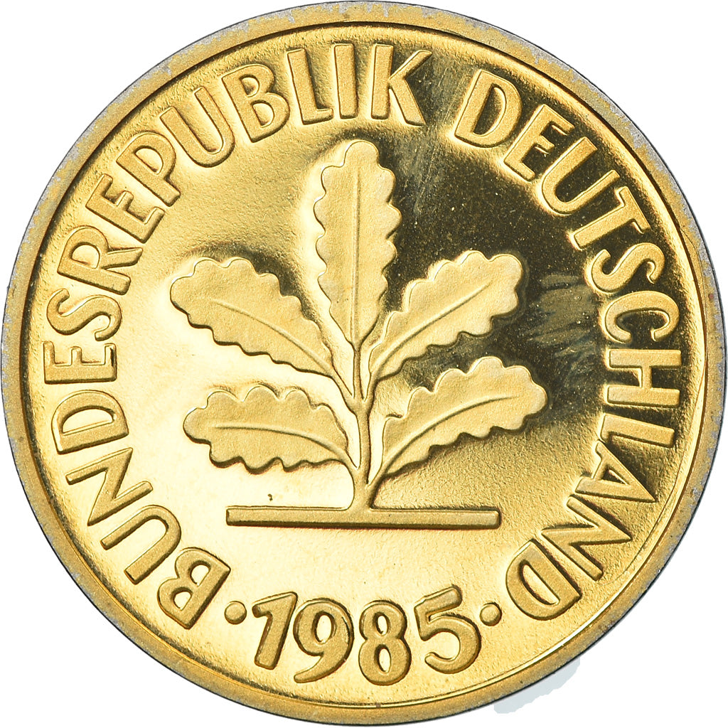 Coin, GERMANY - FEDERAL REPUBLIC, 5 Pfennig, 1985, Karlsruhe, Proof, MS(65-70)