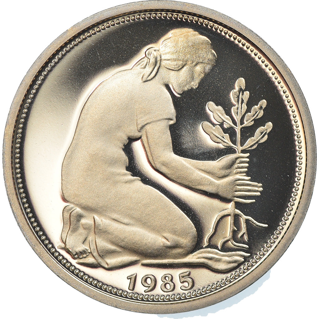 Moneta, GERMANIA - REPUBBLICA FEDERALE, 50 Pfennig, 1985, Karlsruhe, Proof, FDC