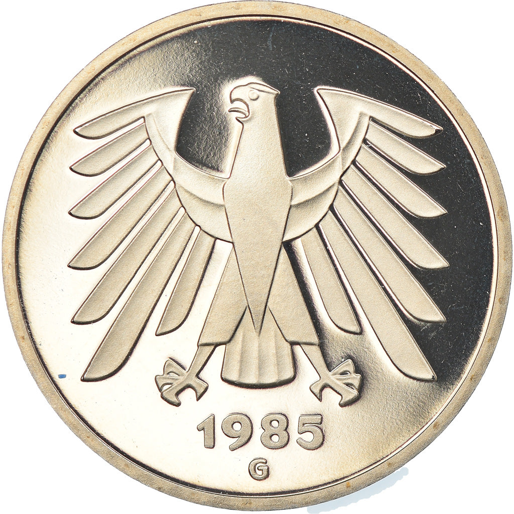 Coin, GERMANY - FEDERAL REPUBLIC, 5 Mark, 1985, Karlsruhe, Proof, MS(65-70)