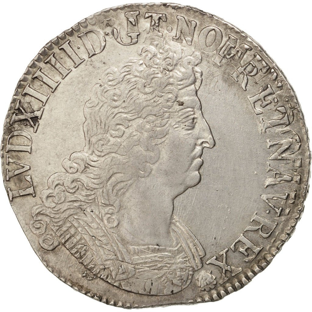 FRANCE, Écu aux insignes, ECU, 1702, Paris, KM #329.1, EF(40-45), Silver, ...