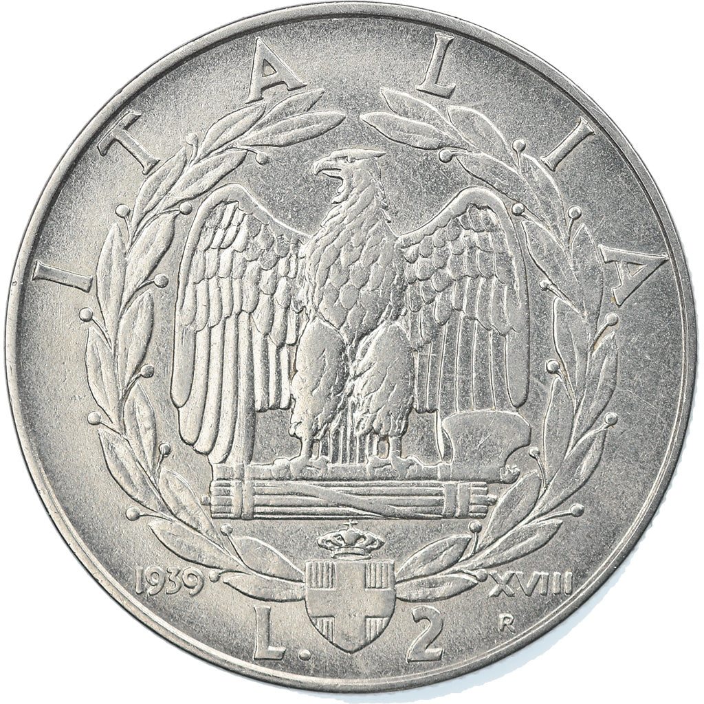 Moneta, Italia, Vittorio Emanuele III, 2 Lire, 1939, Rome, SPL, Acciaio