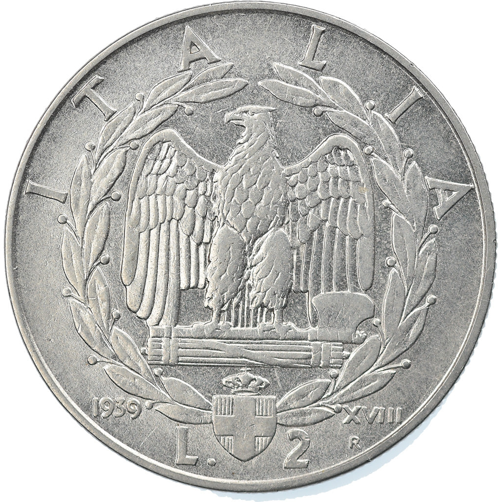 Münze, Italien, Vittorio Emanuele III, 2 Lire, 1939, Rome, VZ+, Stainless
