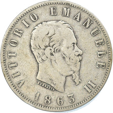 Monnaie, Italie, Vittorio Emanuele II, 2 Lire, 1863, Torino, TB+, Argent