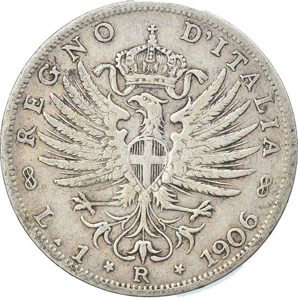 Coin, Italy, Vittorio Emanuele III, Lira, 1906, Rome, EF(40-45), Silver, KM:32
