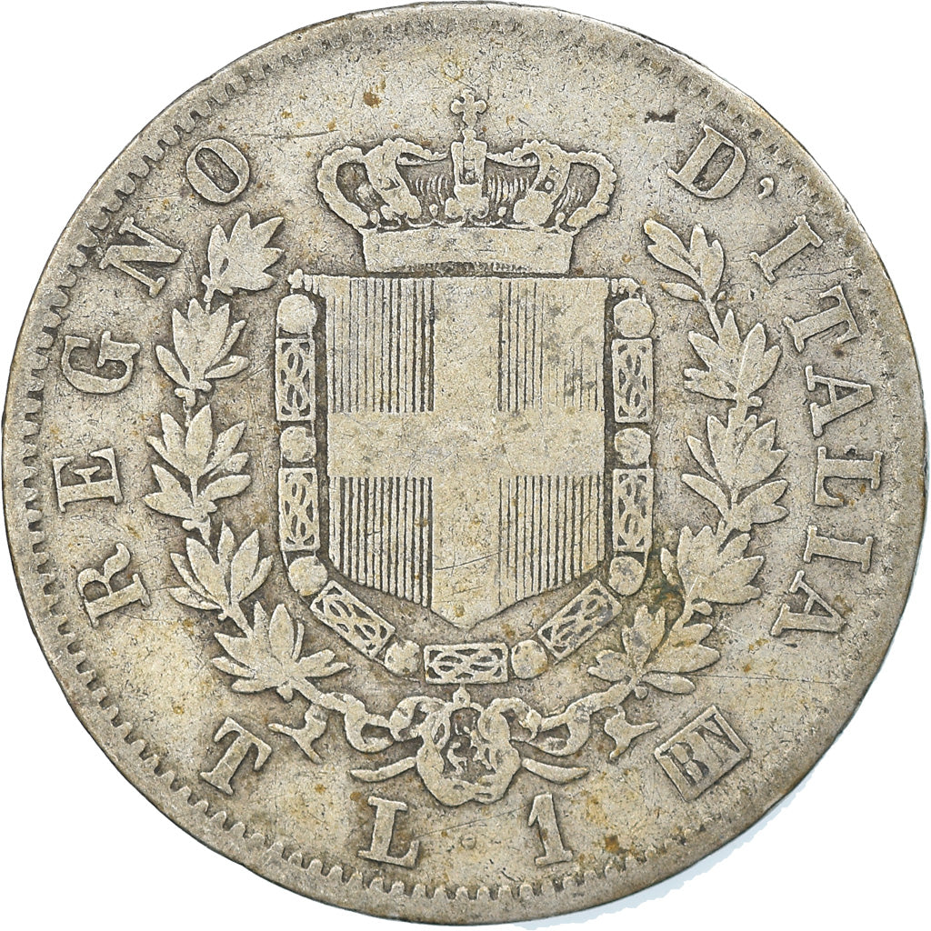 Coin, Italy, Vittorio Emanuele II, Lira, 1863, Torino, VF(30-35), Silver