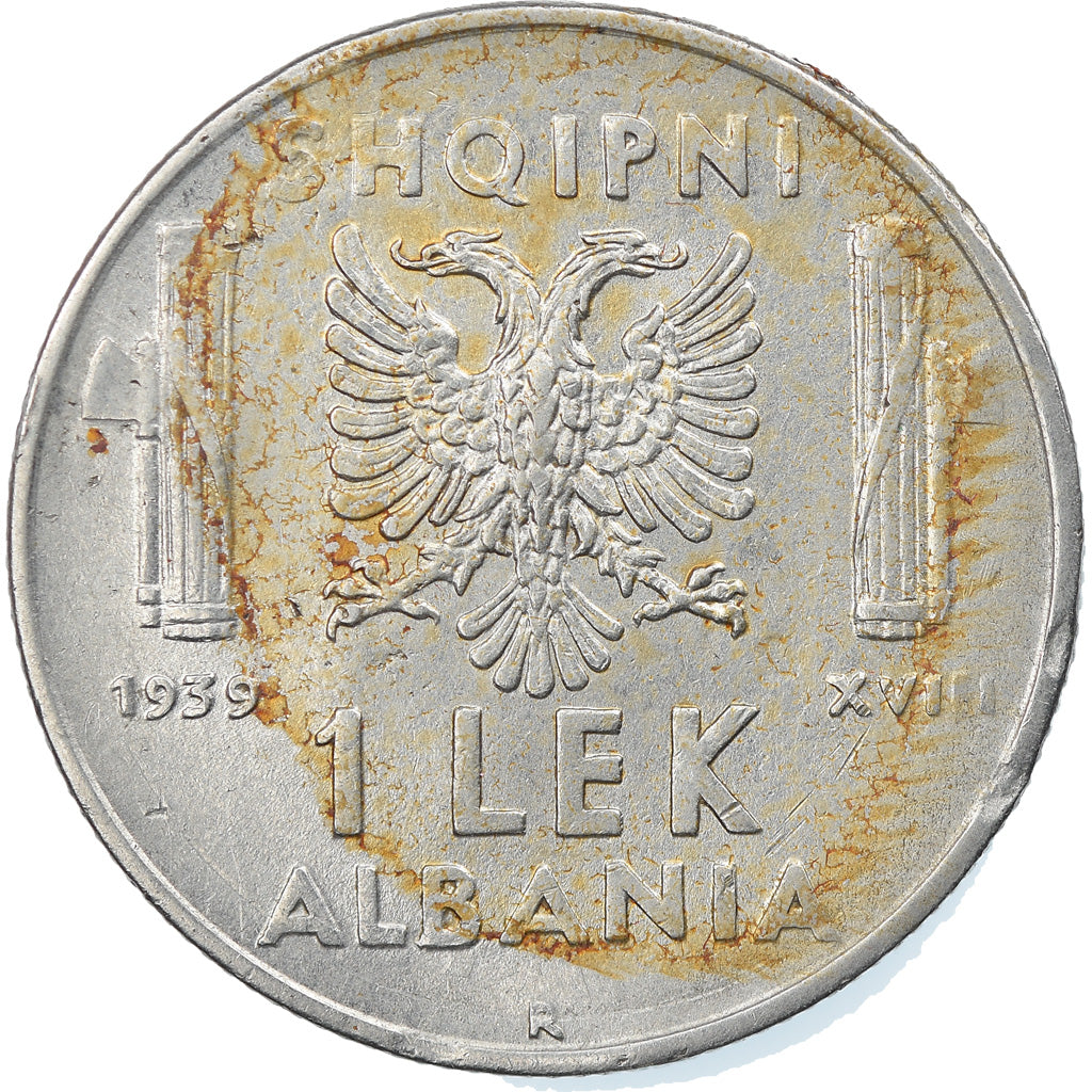 Coin, Albania, Vittorio Emanuele III, Lek, 1939, Rome, EF(40-45), Stainless