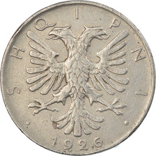 Coin, Albania, 1/2 Lek, 1926, Rome, EF(40-45), Nickel, KM:4