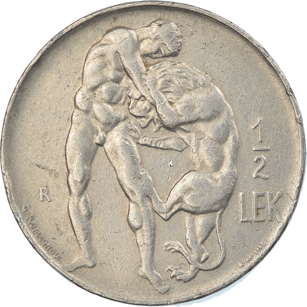 Coin, Albania, 1/2 Lek, 1926, Rome, EF(40-45), Nickel, KM:4