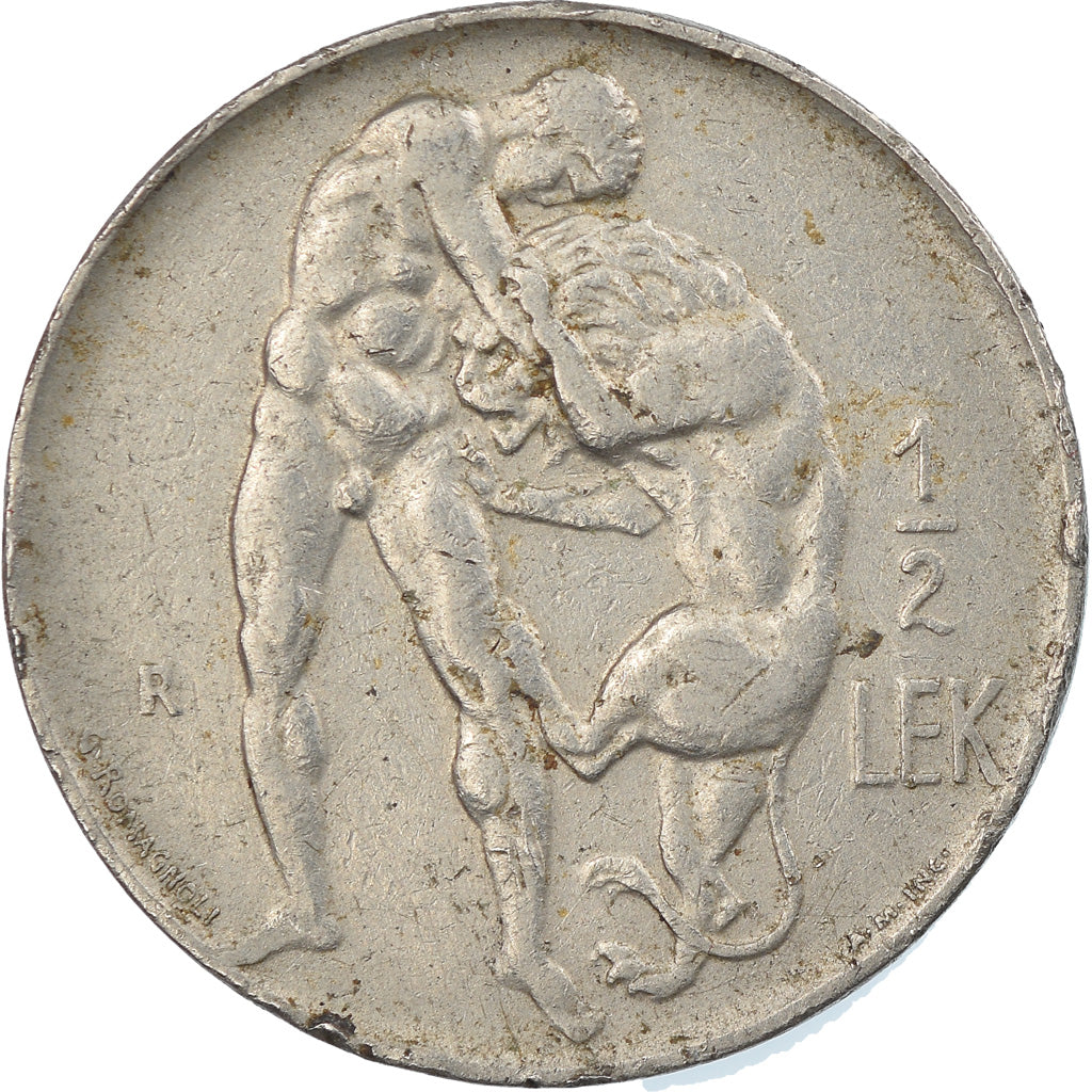 Coin, Albania, 1/2 Lek, 1926, Rome, VF(30-35), Nickel, KM:4