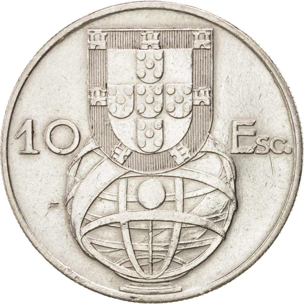 PORTUGAL, 10 Escudos, 1955, KM #586, EF(40-45), Silver, 30, 12.47