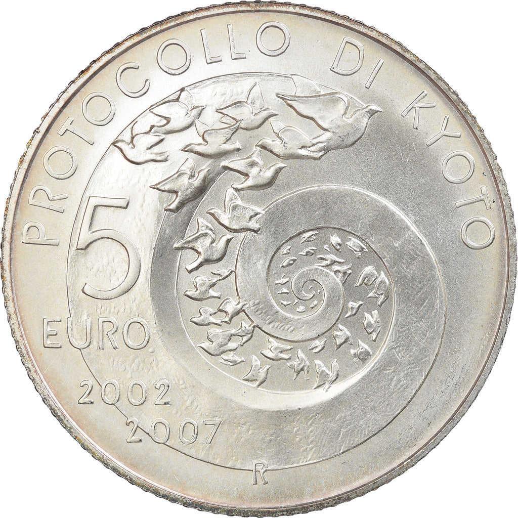 Włochy, 5 Euro, 2007, Rome, MS(65-70), Srebro, KM:291