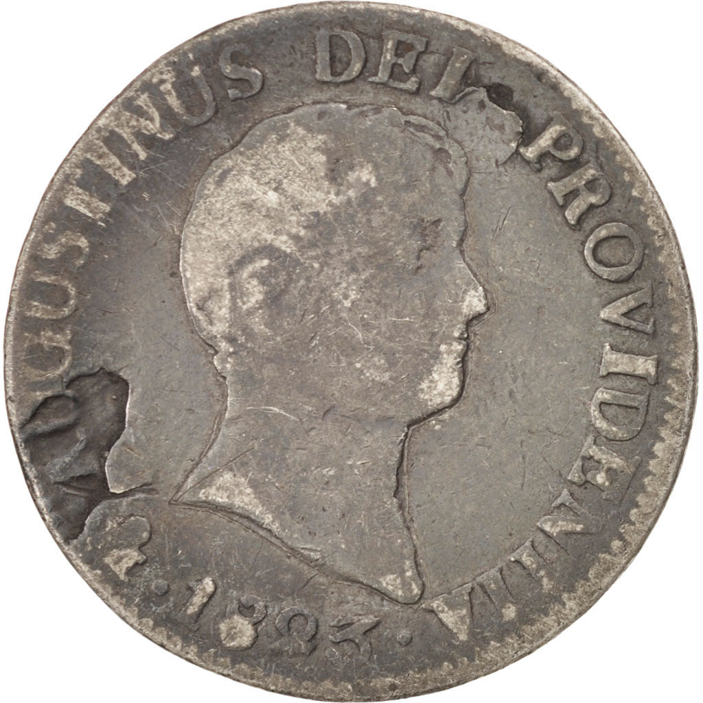 MEXICO, 2 Reales, 1823, Mexico City, KM #303, F(12-15), Silver, 6.32