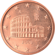 Italy, 5 Euro Cent, 2008, Rome, MS(65-70), Copper Plated Steel, KM:212