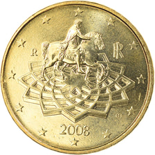 Itália, 50 Euro Cent, 2008, Rome, MS(65-70), Latão, KM:249