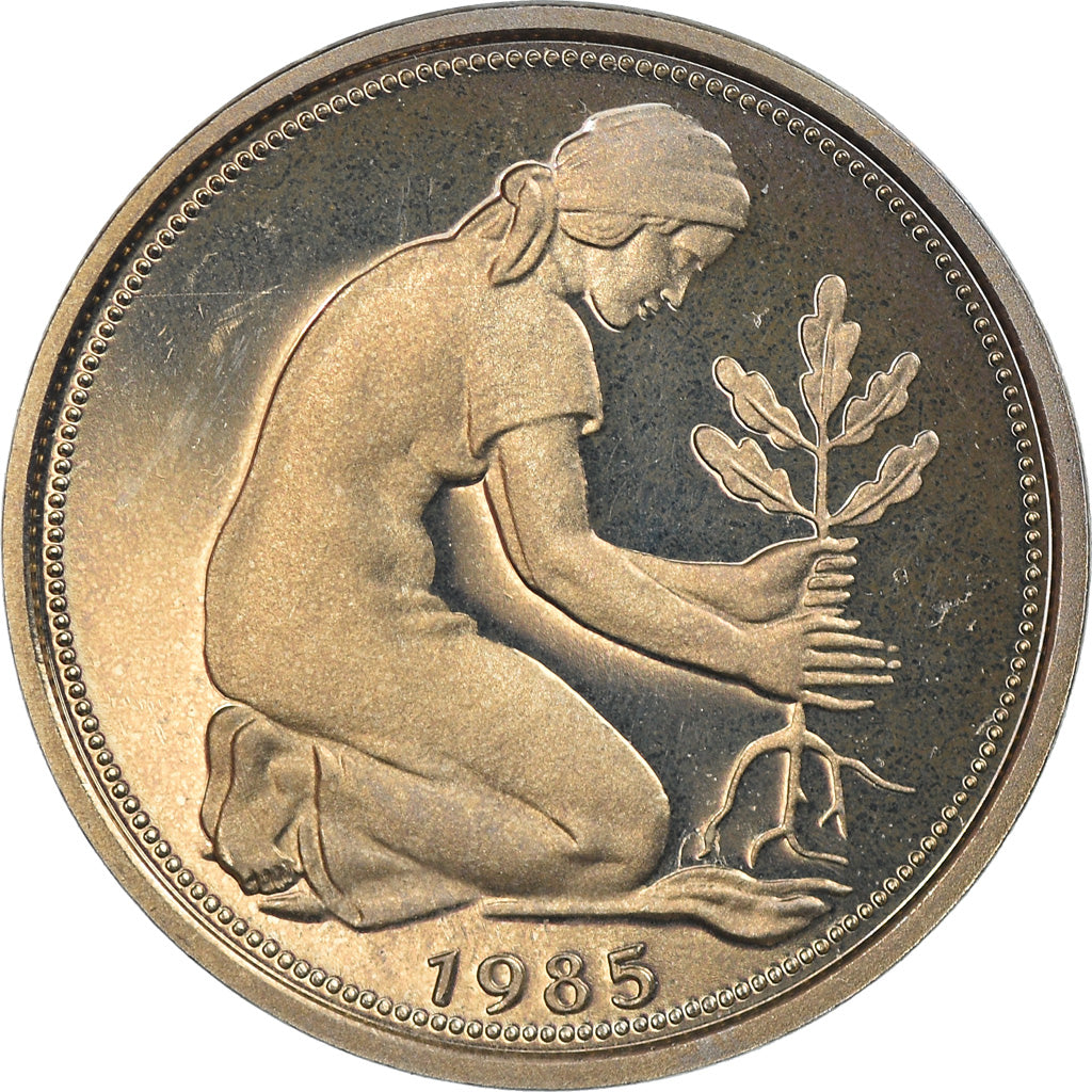 Coin, GERMANY - FEDERAL REPUBLIC, 50 Pfennig, 1985, Hambourg, Proof, MS(65-70)
