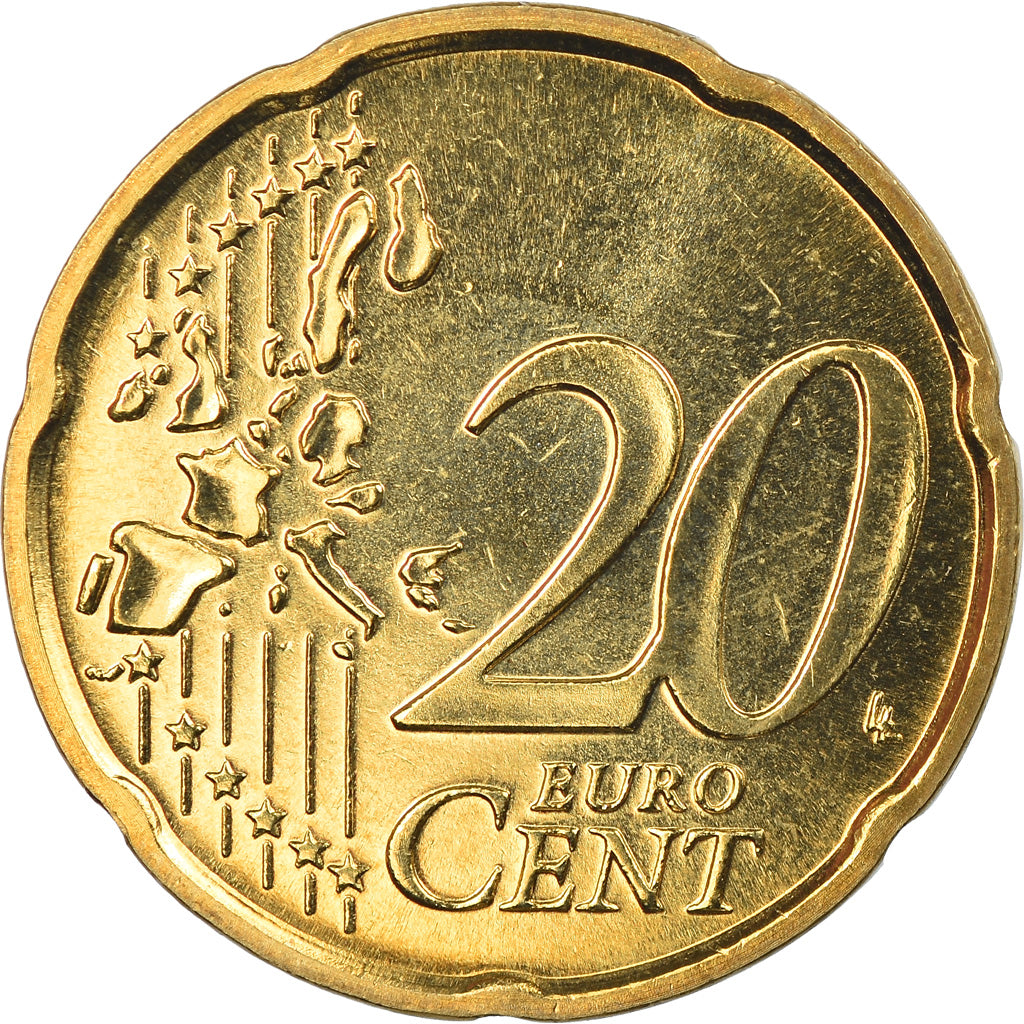 Italy, 20 Euro Cent, 2007, Rome, MS(65-70), Brass, KM:214