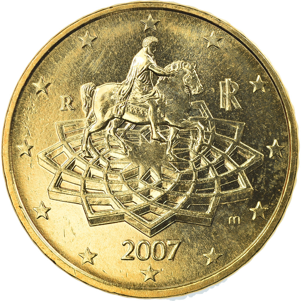 Italien, 50 Euro Cent, 2007, Rome, STGL, Messing, KM:215