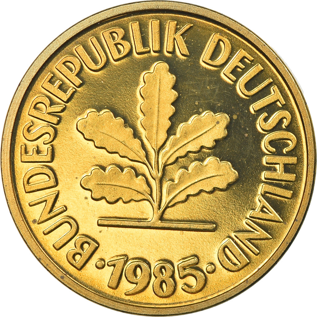 Coin, GERMANY - FEDERAL REPUBLIC, 5 Pfennig, 1985, Stuttgart, Proof, MS(65-70)