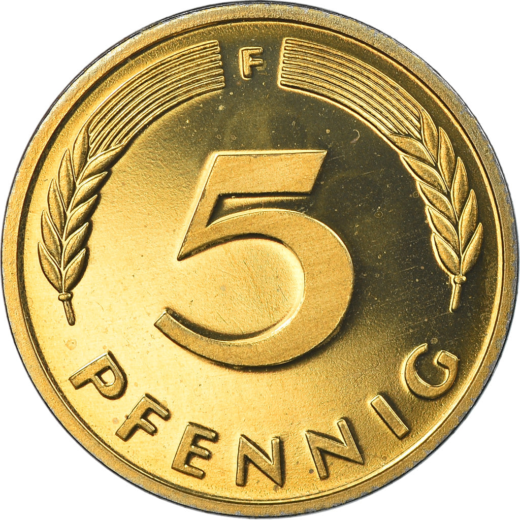 Coin, GERMANY - FEDERAL REPUBLIC, 5 Pfennig, 1985, Stuttgart, Proof, MS(65-70)
