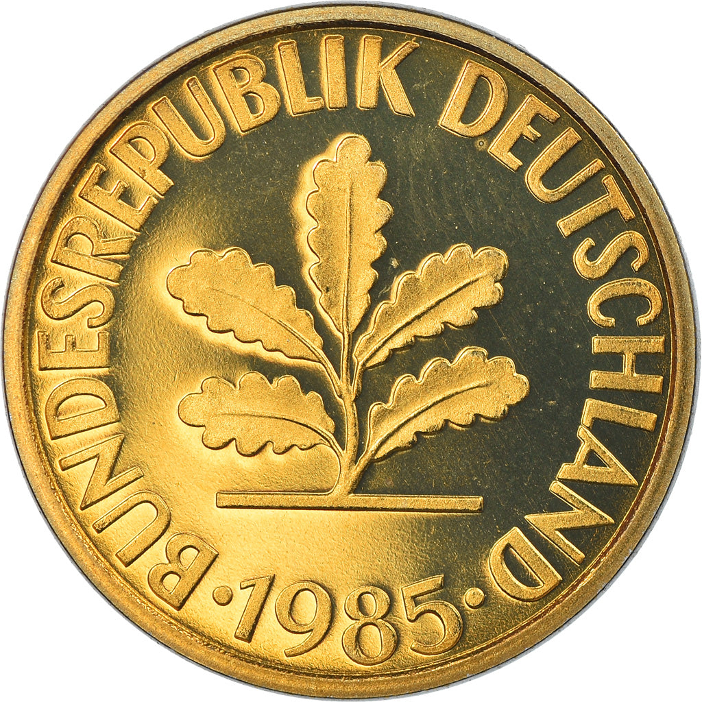 Coin, GERMANY - FEDERAL REPUBLIC, 10 Pfennig, 1985, Stuttgart, Proof, MS(65-70)