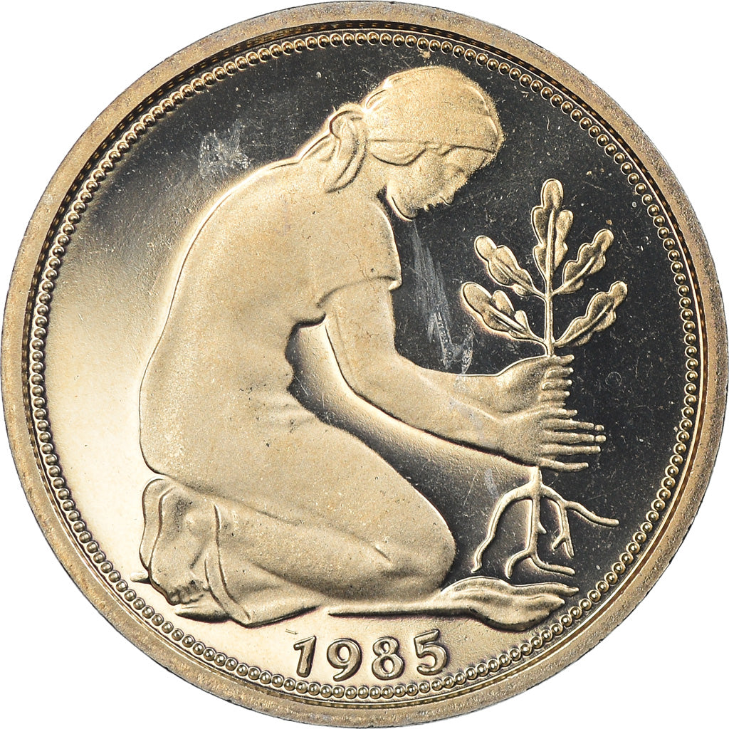 Moneta, GERMANIA - REPUBBLICA FEDERALE, 50 Pfennig, 1985, Stuttgart, Proof, FDC