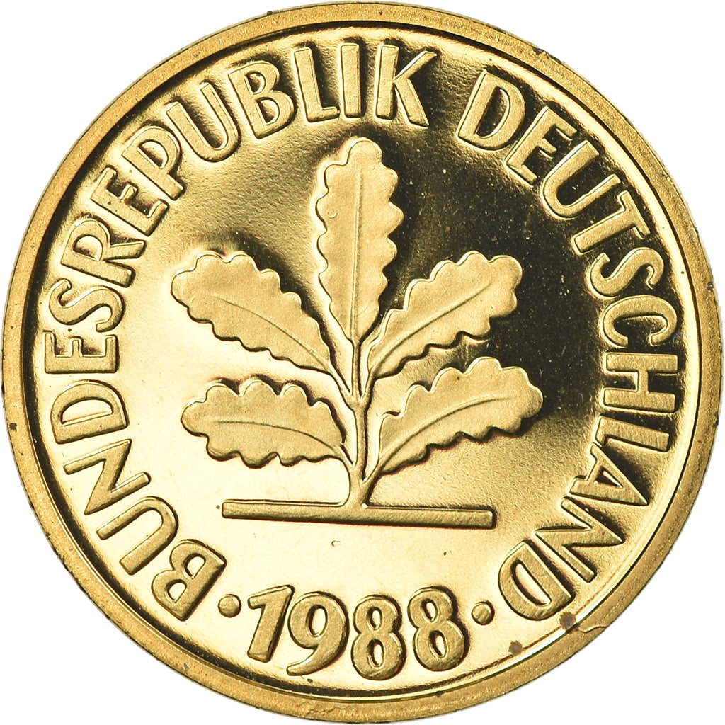 Coin, GERMANY - FEDERAL REPUBLIC, 5 Pfennig, 1988, Karlsruhe, Proof, MS(65-70)