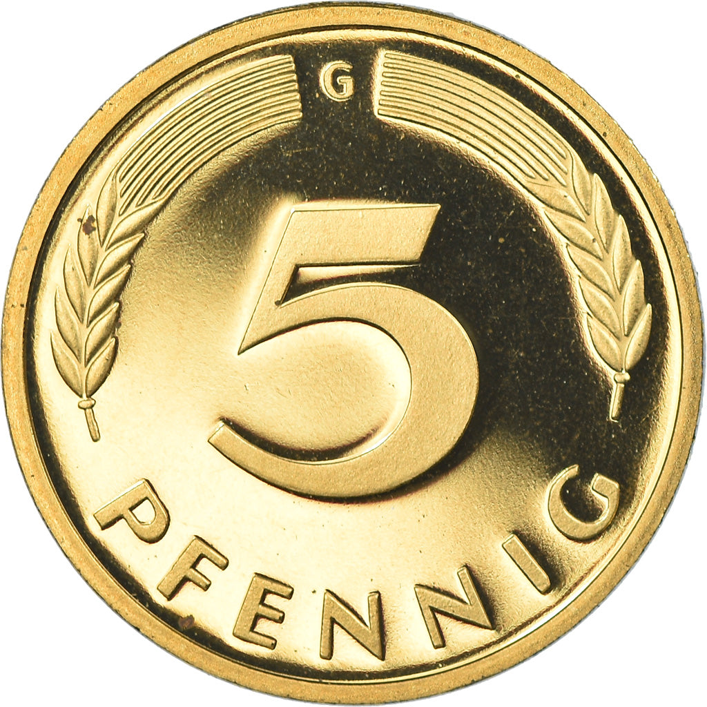 Coin, GERMANY - FEDERAL REPUBLIC, 5 Pfennig, 1988, Karlsruhe, Proof, MS(65-70)