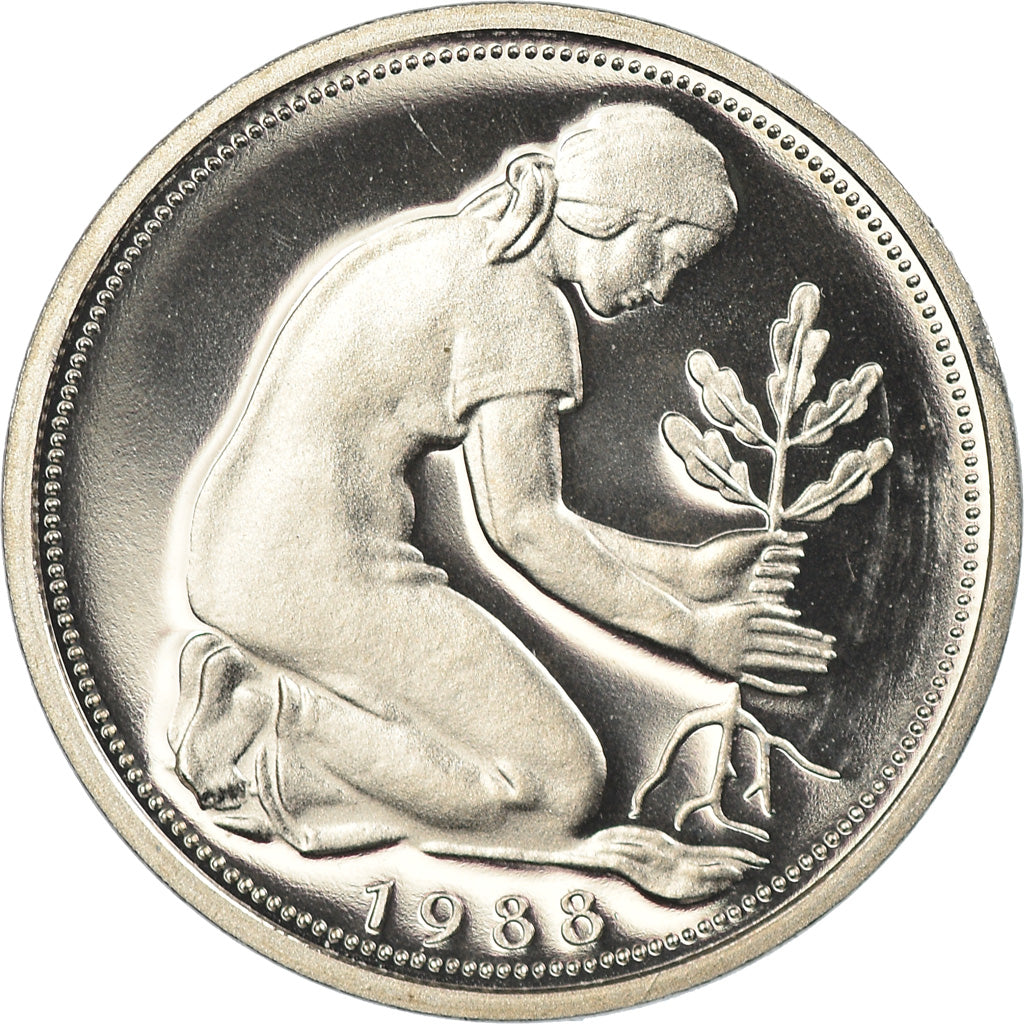 Monnaie, République fédérale allemande, 50 Pfennig, 1988, Karlsruhe, Proof