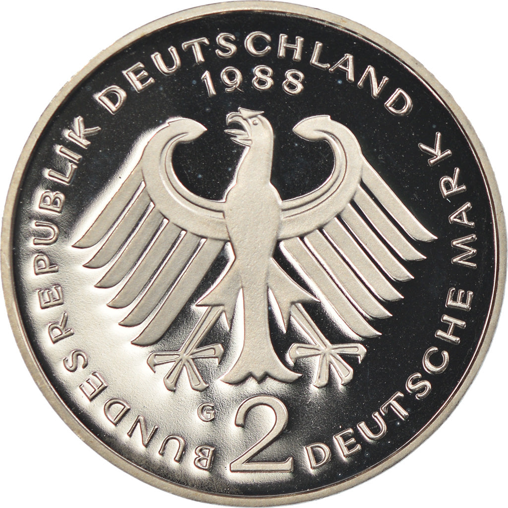 Coin, GERMANY - FEDERAL REPUBLIC, 2 Mark, 1988, Karlsruhe, Proof, MS(65-70)