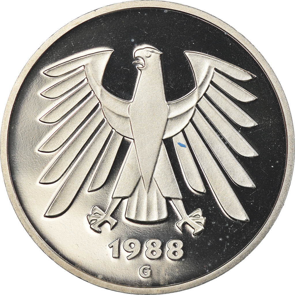 Coin, GERMANY - FEDERAL REPUBLIC, 5 Mark, 1988, Karlsruhe, Proof, MS(65-70)