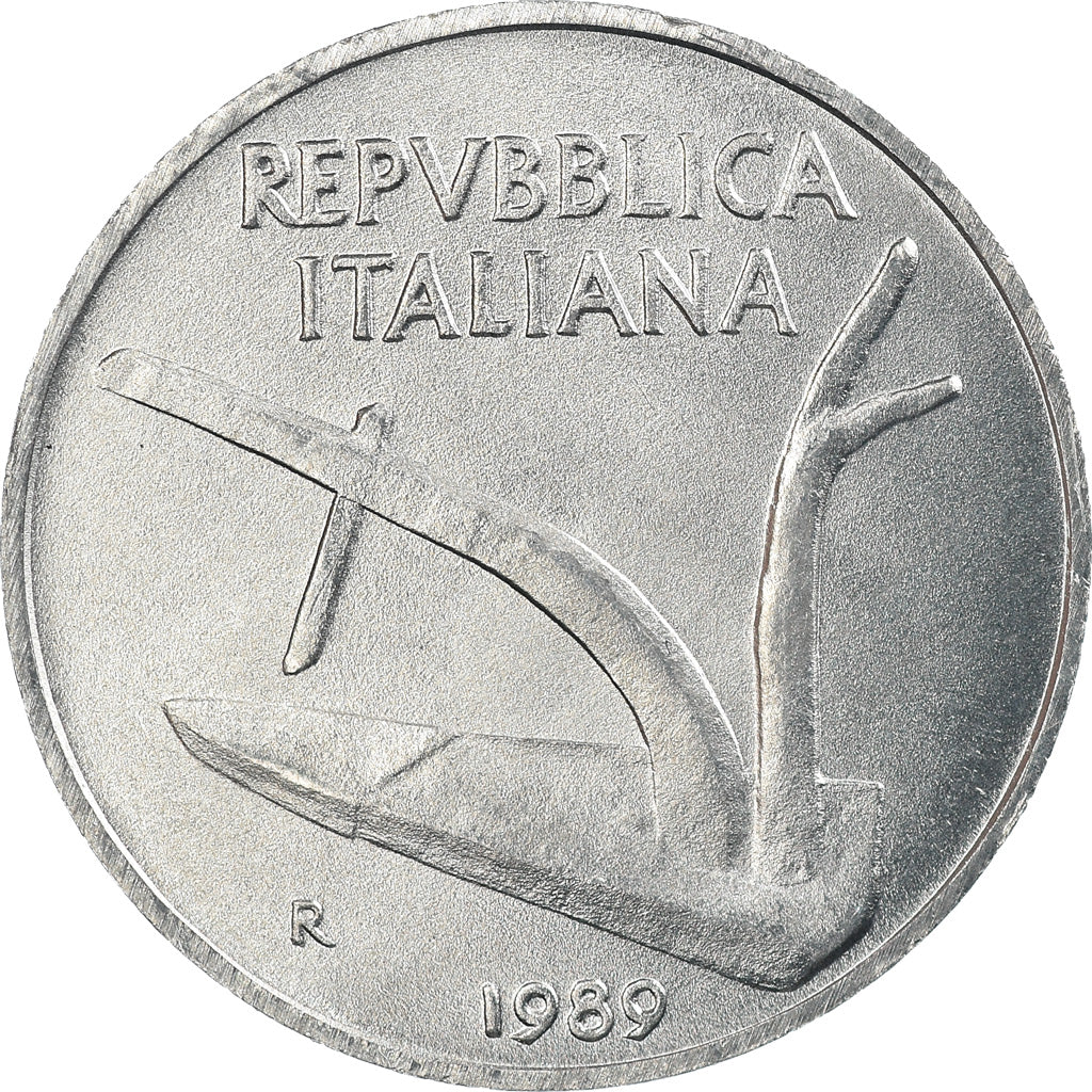 Moneta, Włochy, 10 Lire, 1989, Rome, MS(63), Aluminium, KM:93