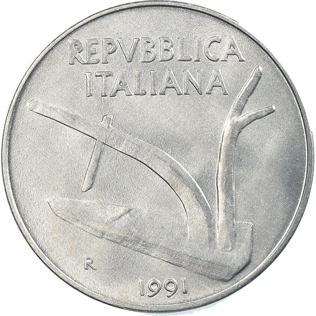 Moneta, Włochy, 10 Lire, 1991, Rome, MS(63), Aluminium, KM:93