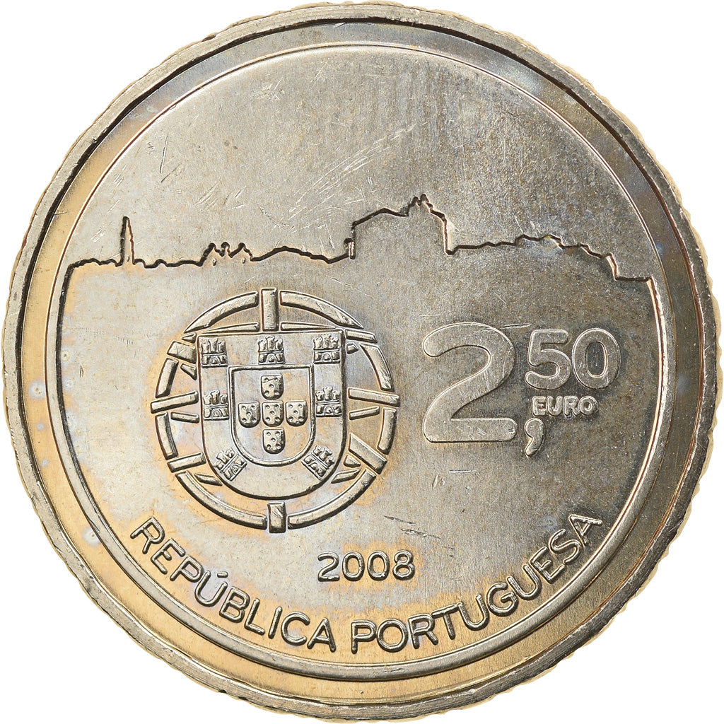 Portugal, 2-1/2 Euro, 2008, Lisbon, EBC+, Cobre - níquel, KM:824