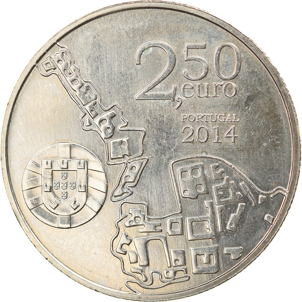 Portugal, 2-1/2 Euro, Université de Coimbra, 2014, AU(55-58), Copper-nickel