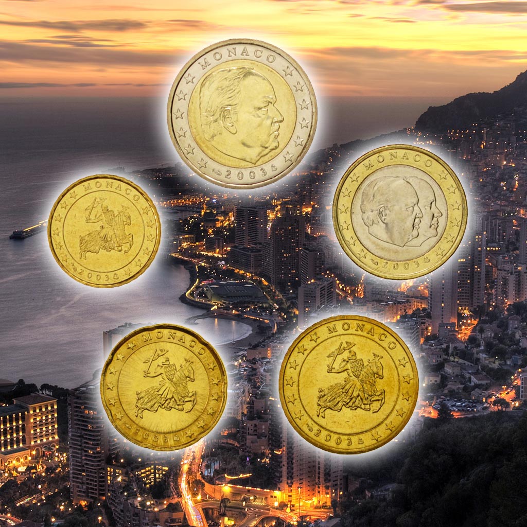 Monaco, 10 Cents to 2 Euro, 2003, MS(63), 0.00