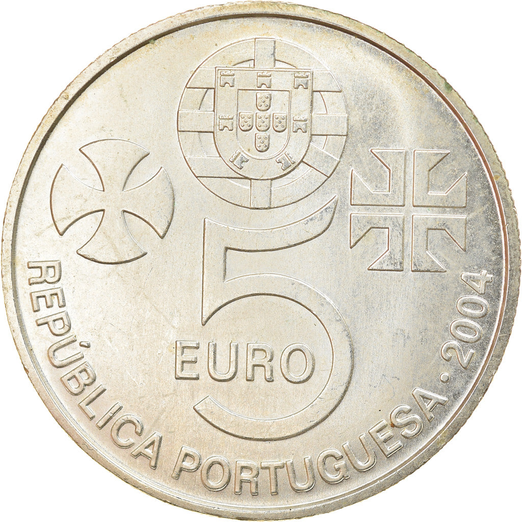 Portugal, 5 Euro, 2004, Lisbon, MS(63), Srebro, KM:754
