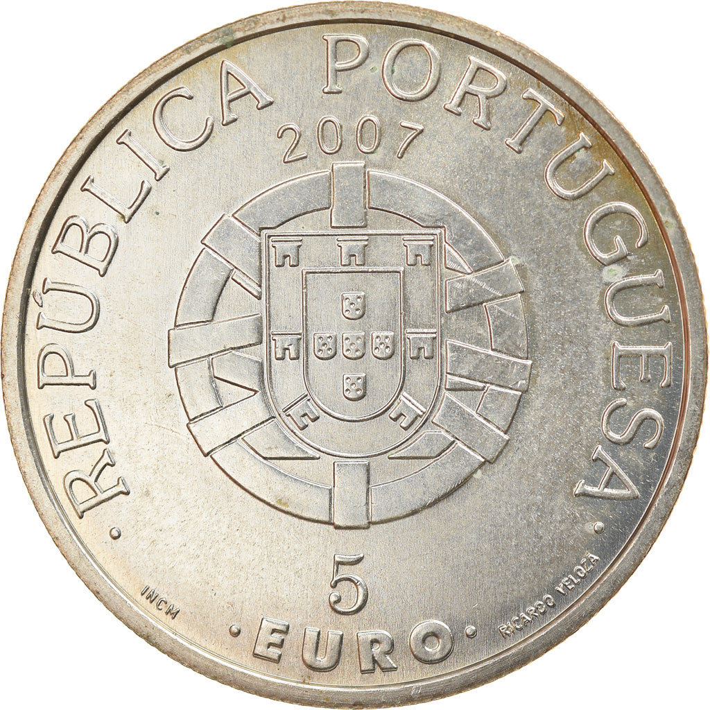 Portugal, 5 Euro, 2007, Lisbon, MS(63), Srebro, KM:782