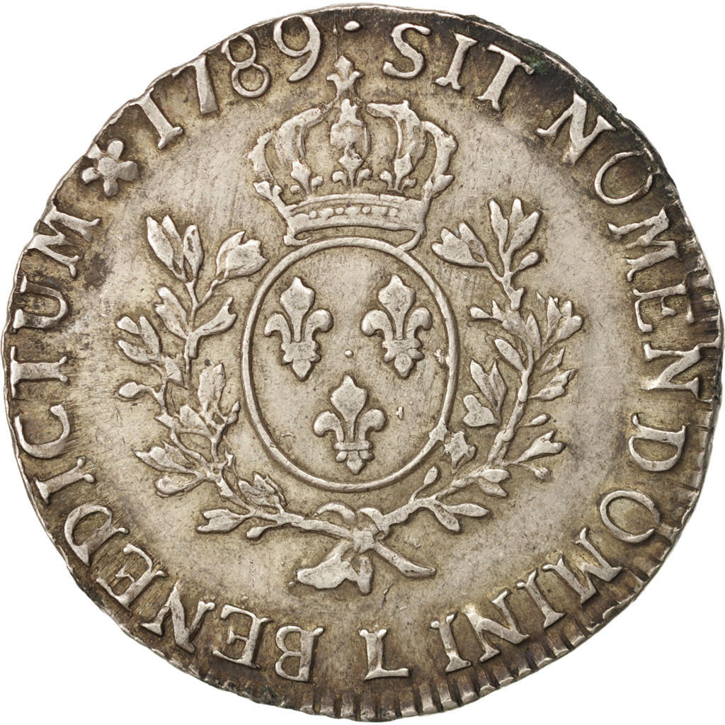 FRANCE, Écu aux branches d'olivier, ECU, 1789, Bayonne, KM #564.9, VF(30-35), ..
