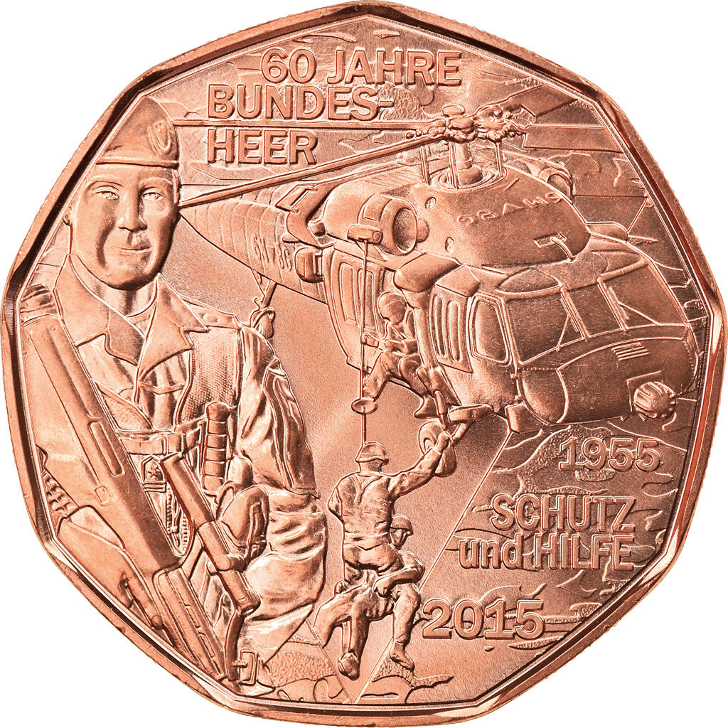 Austria, 5 Euro, Bundesheer, 2015, Vienna, MS(63), Copper