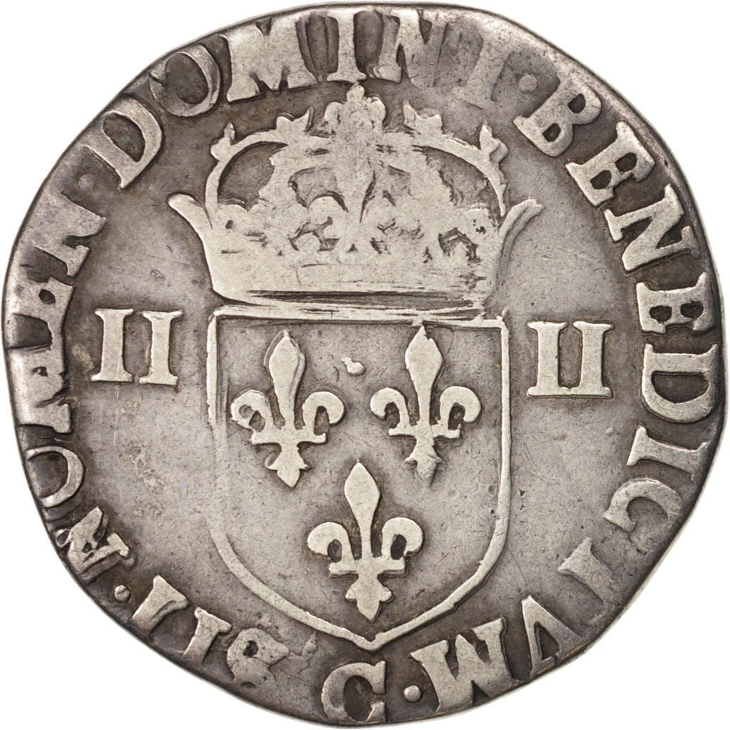 Henri III, ¼ Écu, croix de face, 1586 C, Saint-Lô, Duplessy 1133
