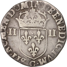 Henri III, ¼ Écu, croix de face, 1586 C, Saint-Lô, Duplessy 1133