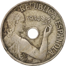 SPAIN, 25 Centimos, 1934, KM #751, EF(40-45), Copper-Nickel, 6.96