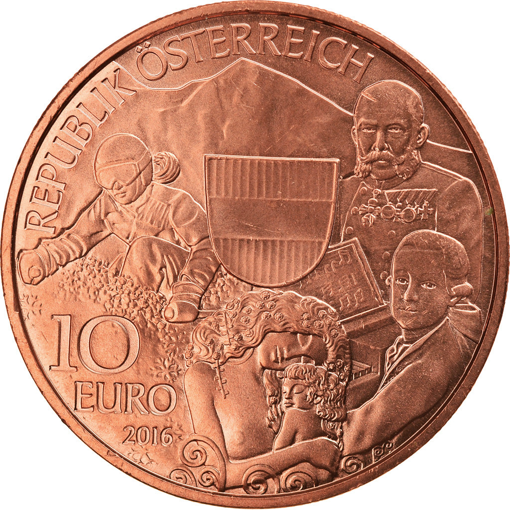 Austria, 10 Euro, Autriche vue par les enfants, 2016, Vienna, MS(63), Copper