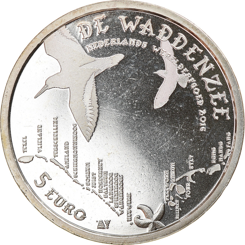 Netherlands, 5 Euro, Mer des Wadden, 2016, MS(63), Copper Plated Silver