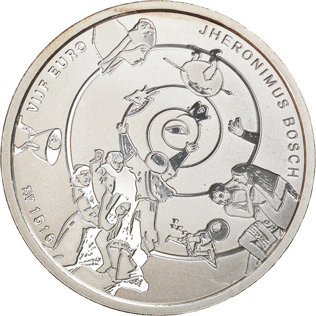 Netherlands, 5 Euro, Jérôme Bosch, 2016, MS(63), Copper Plated Silver
