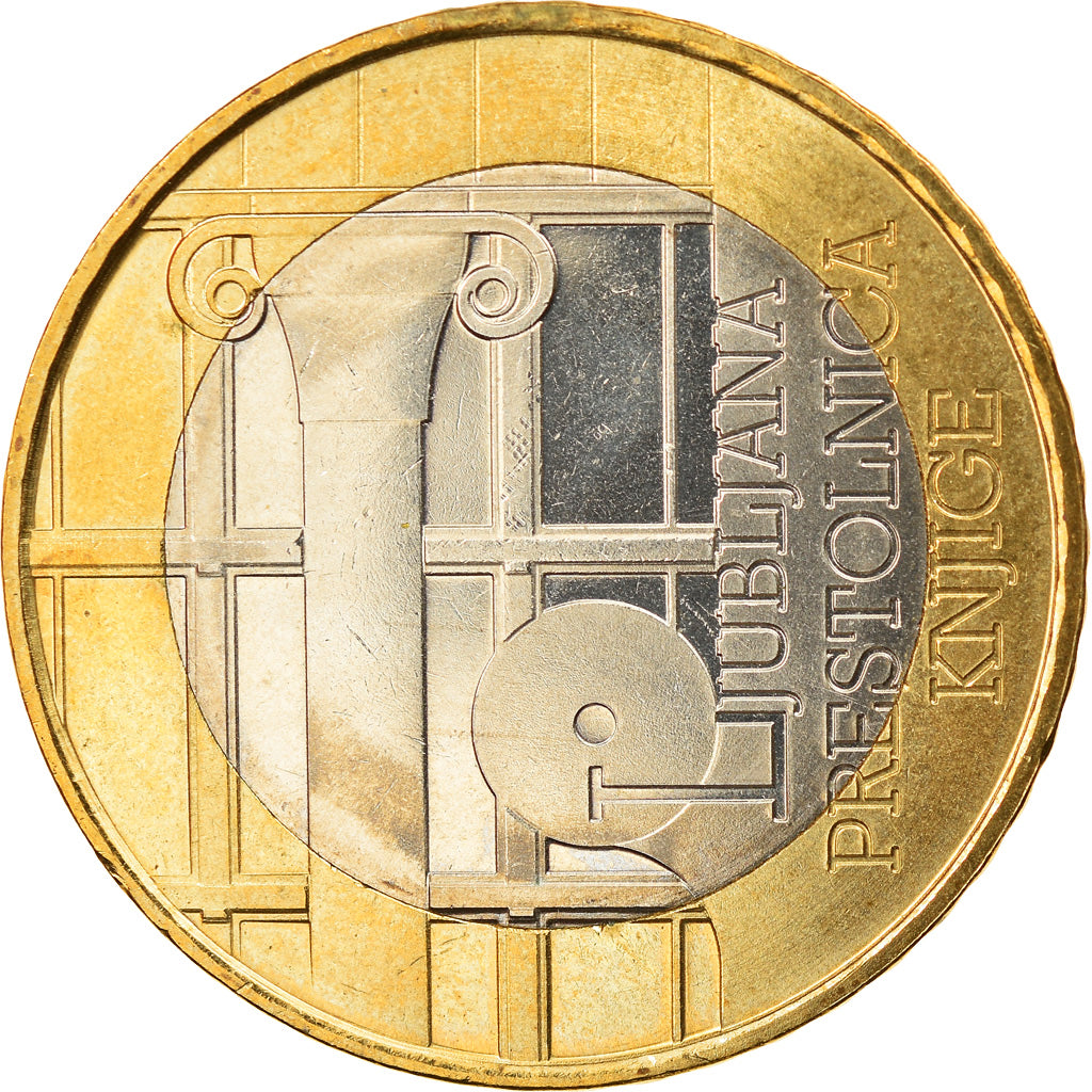 Slovenia, 3 Euro, Ljubljana capitale mondiale du livre, 2010, SPL, Bi-metallico