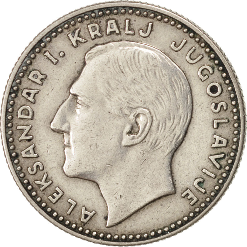 YUGOSLAVIA, 10 Dinara, 1931, KM #10, EF(40-45), Silver, 25, 6.98